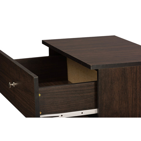 Baxton Studio Felda Dark Brown Modern Shoe Cabinet with 2 Doors and Drawer 118-6497